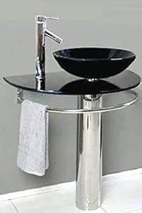Riya Enterprises Glass Washbasin with Bowl, Shelf and Steel Stand ...