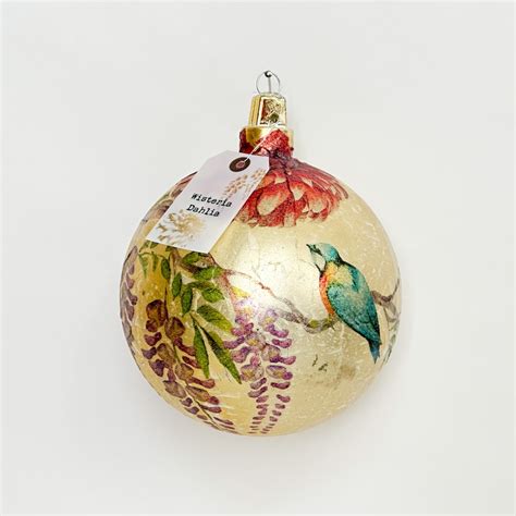 「藤とダリアと青い鳥_#3」ボールオーナメント〈半艶タイプ〉 / 「Wisteria Dahlia Blue bird_#3」Ball ...