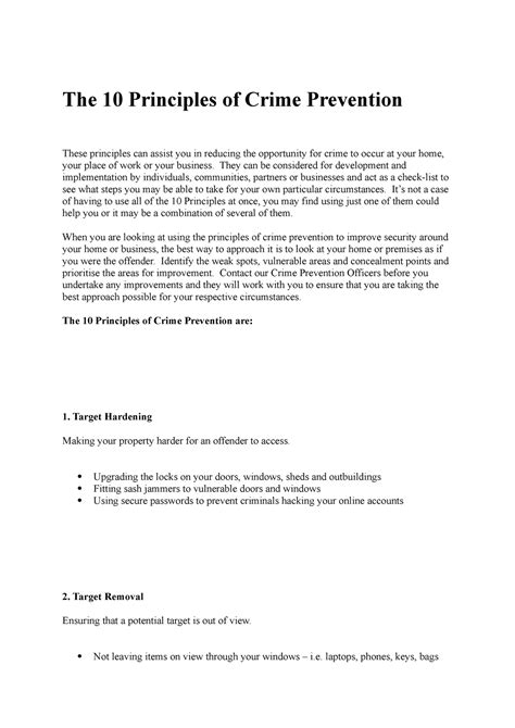 The 10 Principles of Crime Prevention - The 10 Principles of Crime ...
