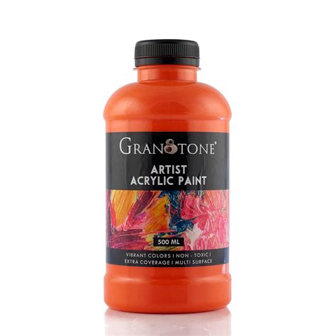 GRANOTONE Acrylic Colour | 500 ml (Orange) | Rich Pigment, Non-Cracking ...