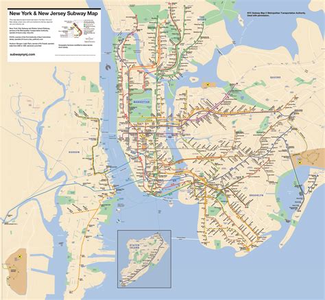 New York & New Jersey Subway Map - Stewart Mader