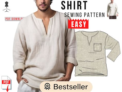 Men's Boho Shirt Sewing Pattern: Relaxed Fit, Long or Short Sleeve (PDF ...