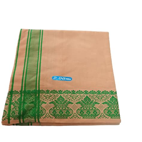 Buy Men's Single colour Kavi dhoti/mundu with Kalsam border - Temple ...