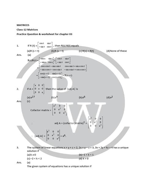 Matrix Equations Worksheet 的图像结果