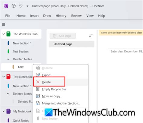 Image result for OneNote How to Delete a Section Windows 10