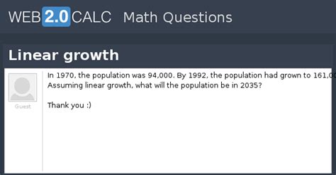 View question - Linear growth