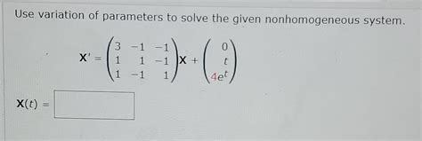 Image result for Homogeneous Solution to Variation of Parameters