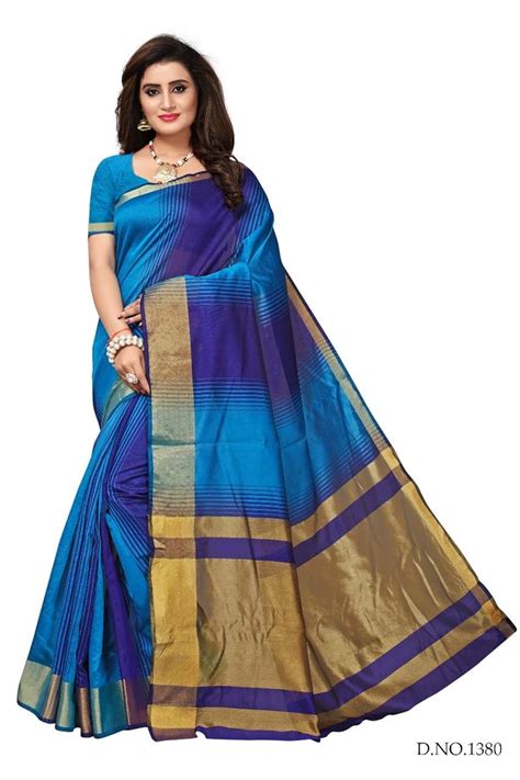 Buy Birami Ethnics Women art silk saree With Blouse(Sky Blue) at Amazon.in