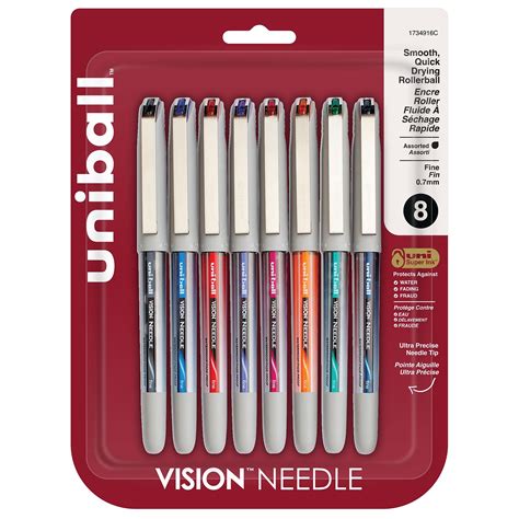 uni-ball Vision Needle Rollerball Pens, Fine Point, 0.7mm, Assorted Ink ...