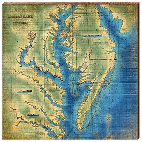 Chesapeake Bay Nautical Map Wooden Sign Wall Art Print on - Etsy