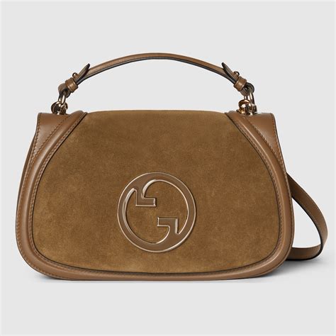 Gucci Blondie medium top handle bag in light brown suede | GUCCI® US