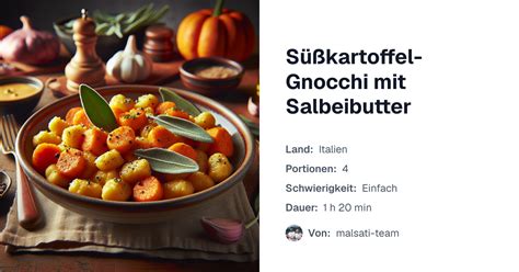 Süßkartoffel-Gnocchi mit Salbeibutter | malsati