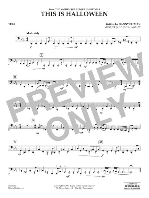 This Is Halloween (arr. Johnnie Vinson) - Tuba by Danny Elfman Sheet ...