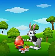 Image result for Cartoon Easter Bunny Painting