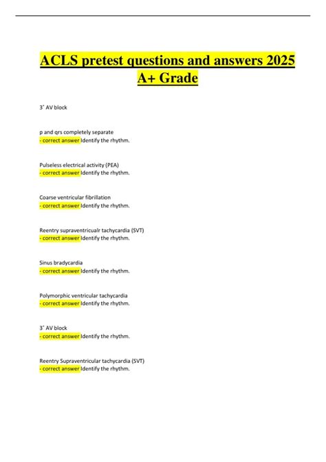 ACLS Pretest Exam Questions and Answers A+ 2024/2025 - ACLS PRETEST ...