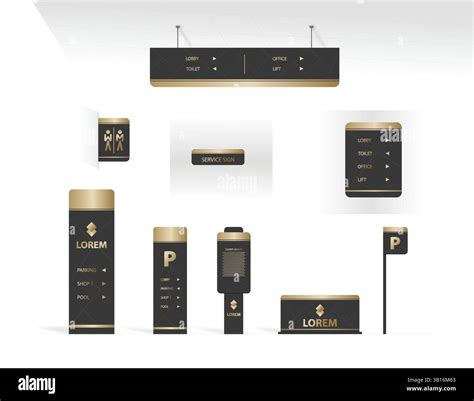 Wayfinding system signage mockup set Direction signs Exterior and ...