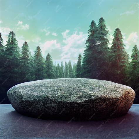 Premium Photo | Big flat rock 3d illustration gray stone pedestal for ...