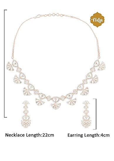 Fida Luxurious Rose Gold-Plated Geometrical American Diamond Jewellery ...