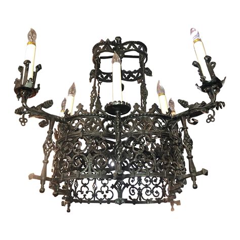 Gothic Iron Chandelier For Sale at 1stDibs