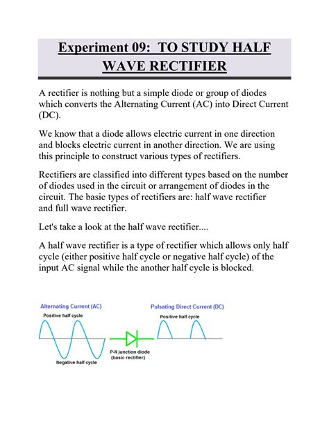 Image result for Half Wave Rectifier Experiment