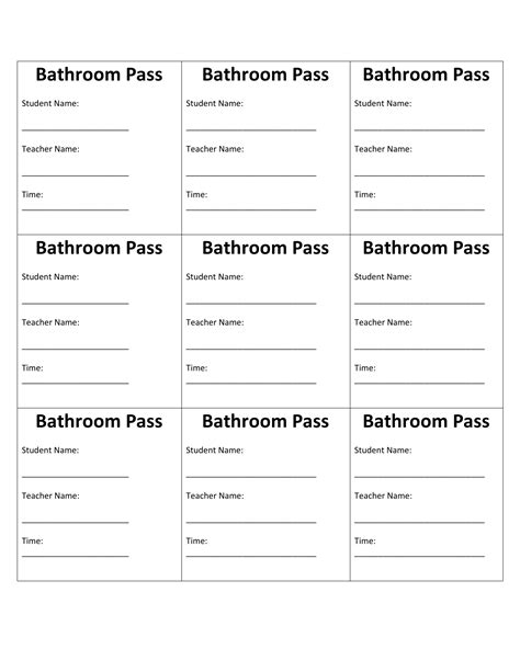 Bathroom Passes Template Editable, 41% OFF | www.elevate.in