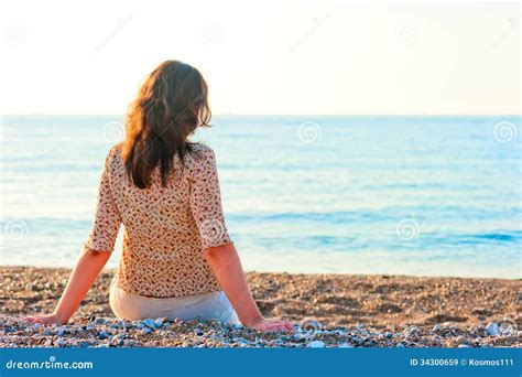 Woman Admiring the Sea while Sitting Stock Image - Image of healthy ...