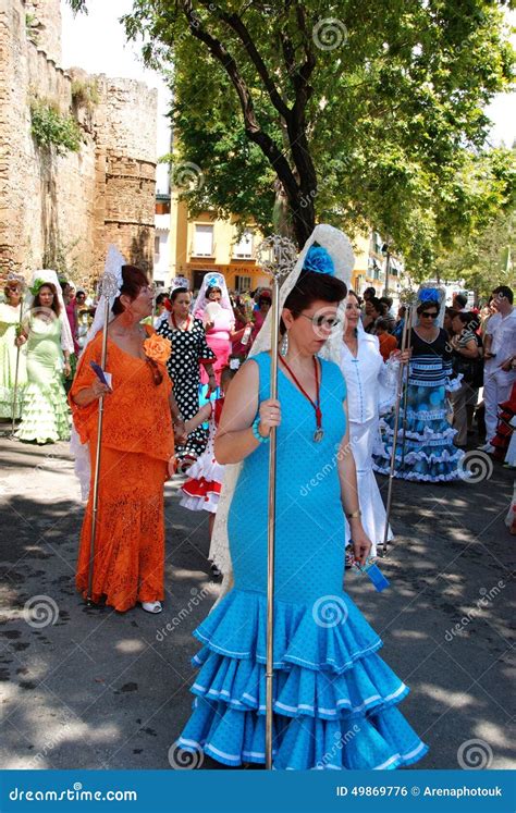 Spanish Women in Traditional Dress, Marbella. Editorial Photo - Image ...
