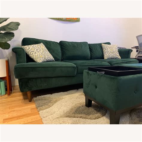 Wayfair Green Velvet Mid Century Modern Couch - AptDeco