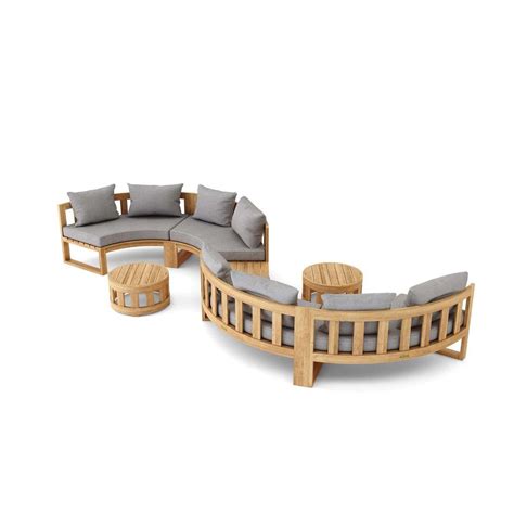 St Charles 8 Person Teak S-Shaped Seating Set in Cast Slate by Lakeview ...