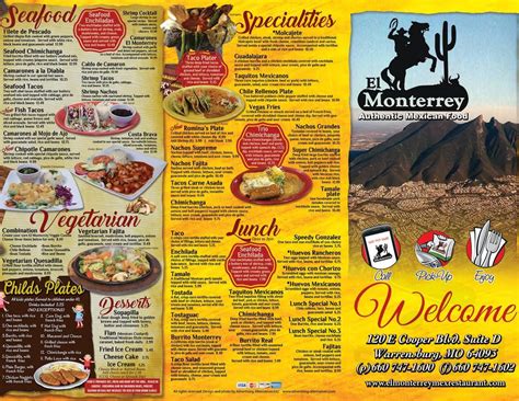 El Monterrey Mexican Restaurant menus in Warrensburg, Missouri, United ...