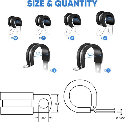 Buy TICONN 42PCS Cable Clamps Set - Rubber Cushioned 304 Stainless ...