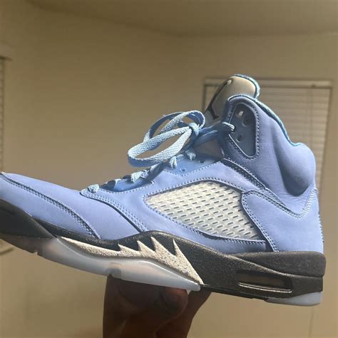 Jordan 5 Blue Unc Lightly worn Very few side marks - Depop