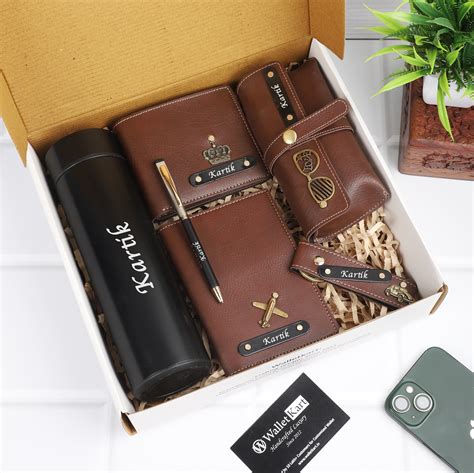 Personalized Leather Name Men's Wallet Pen Keychain Passport Cover And ...