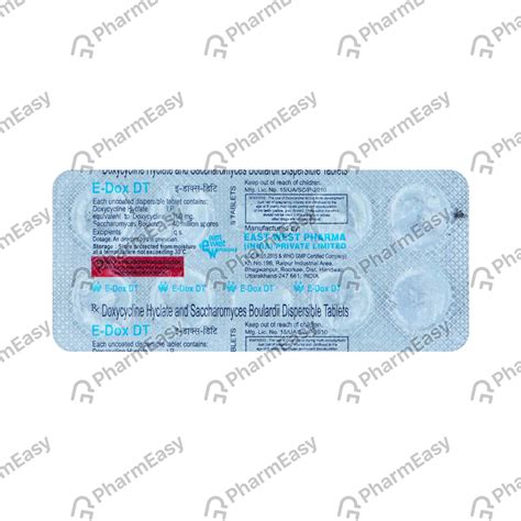Buy E Dox Dt Strip Of 10 Tablets Online & Save Up to 24% at PharmEasy