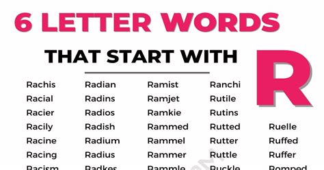 1000+ Useful 6 Letter Words Starting with R in English • 7ESL