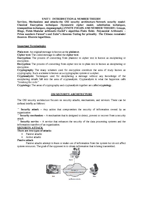 Unit-1: Introduction to Cryptography & Number Theory - CNS - Studocu