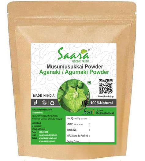 Buy Saara HERBAL FRESH Musumusukkai Powder,100g, Solanum Trilobatum ...
