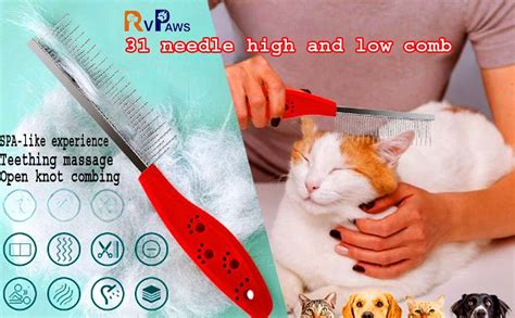 Buy RvPaws Pet Combs, Grooming Comb for Dog & Cat, Short and Long Teeth ...