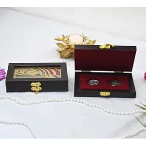Buy Lushure Wooden Gold/Silver Ginni Coin Gift Box for Gifting Purpose ...