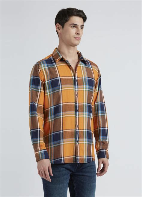 Orange Check Full Sleeve Shirt | Pepe Jeans India