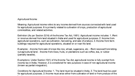 Agricultural Income Overview: Definition, Examples & Tax Treatment (15 ...