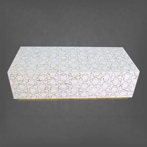 Fez Mother Of Pearl Inlay Rectangle Center Table White – Luxury Handicrafts