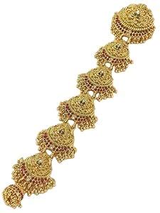 Buy Sattyaki Hair Jewellery Gold Plated Kundan& Pearls Beaded Wedding ...