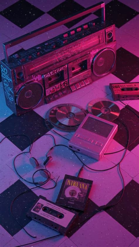 Nirvana Cassette & Boombox Retro Wall Art - 90s Grunge Music Poster ...