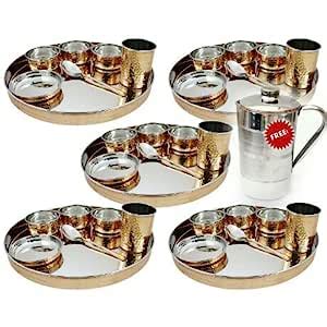 Buy Indian Dinnerware Stainless Steel Copper Traditional Thaliset ...