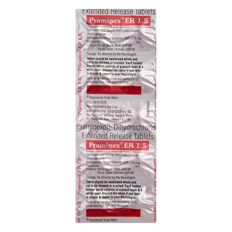 Pramipex ER 1.5 - Strip of 10 Tablets : Amazon.in: Health & Personal Care