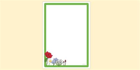 Simple Blank Page Border of Flowers (teacher made) - Twinkl