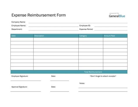 Image result for Expense Reimbursement Form Template