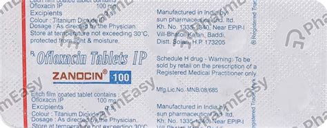 Zanocin 100 MG Tablet (10): Uses, Side Effects, Price & Dosage | PharmEasy