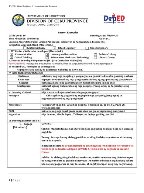 Image result for Lesson Exemplar Sample